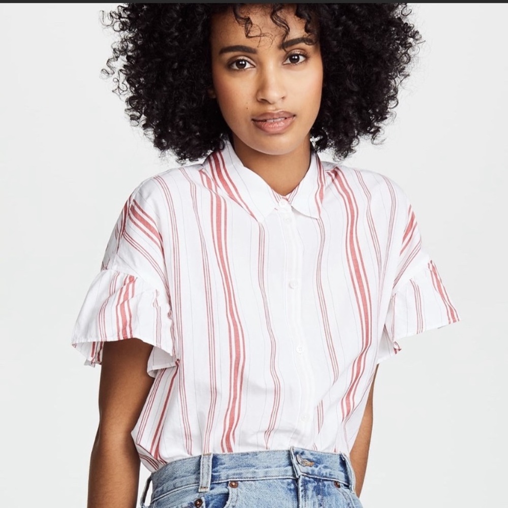 Madewell Central Stripe Ruffle Sleeve